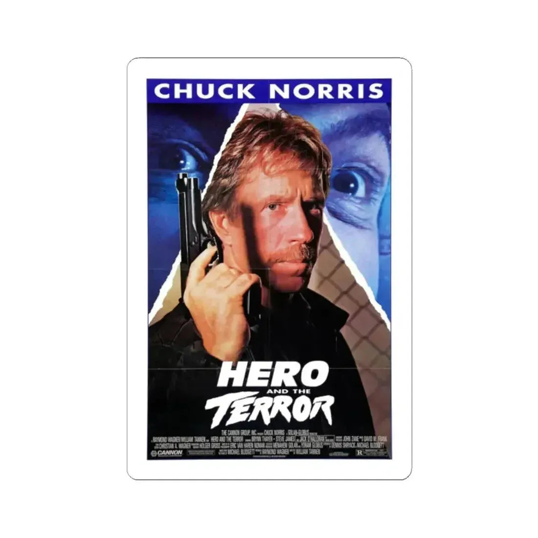 HERO AND THE TERROR 1988 Movie Poster - STICKER Vinyl Kiss-Cut Decal 2 Inch White - The Sticker Space