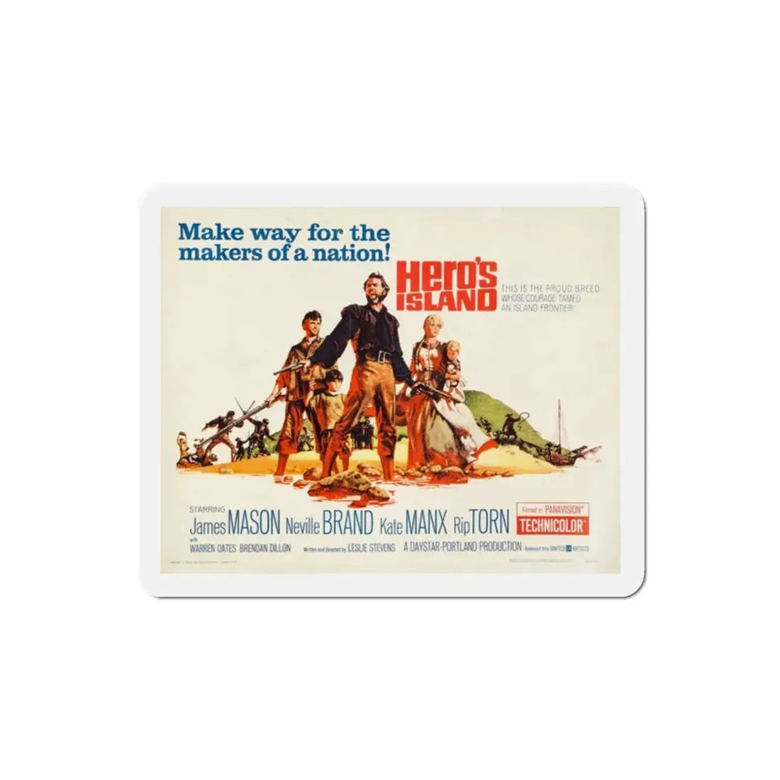 Hero's Island 1962 Movie Poster Refrigerator Magnet 2 Inch - The Sticker Space