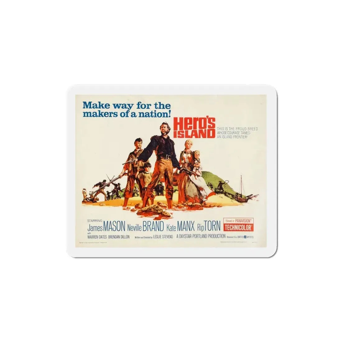 Hero's Island 1962 Movie Poster Refrigerator Magnet 3 Inch - The Sticker Space