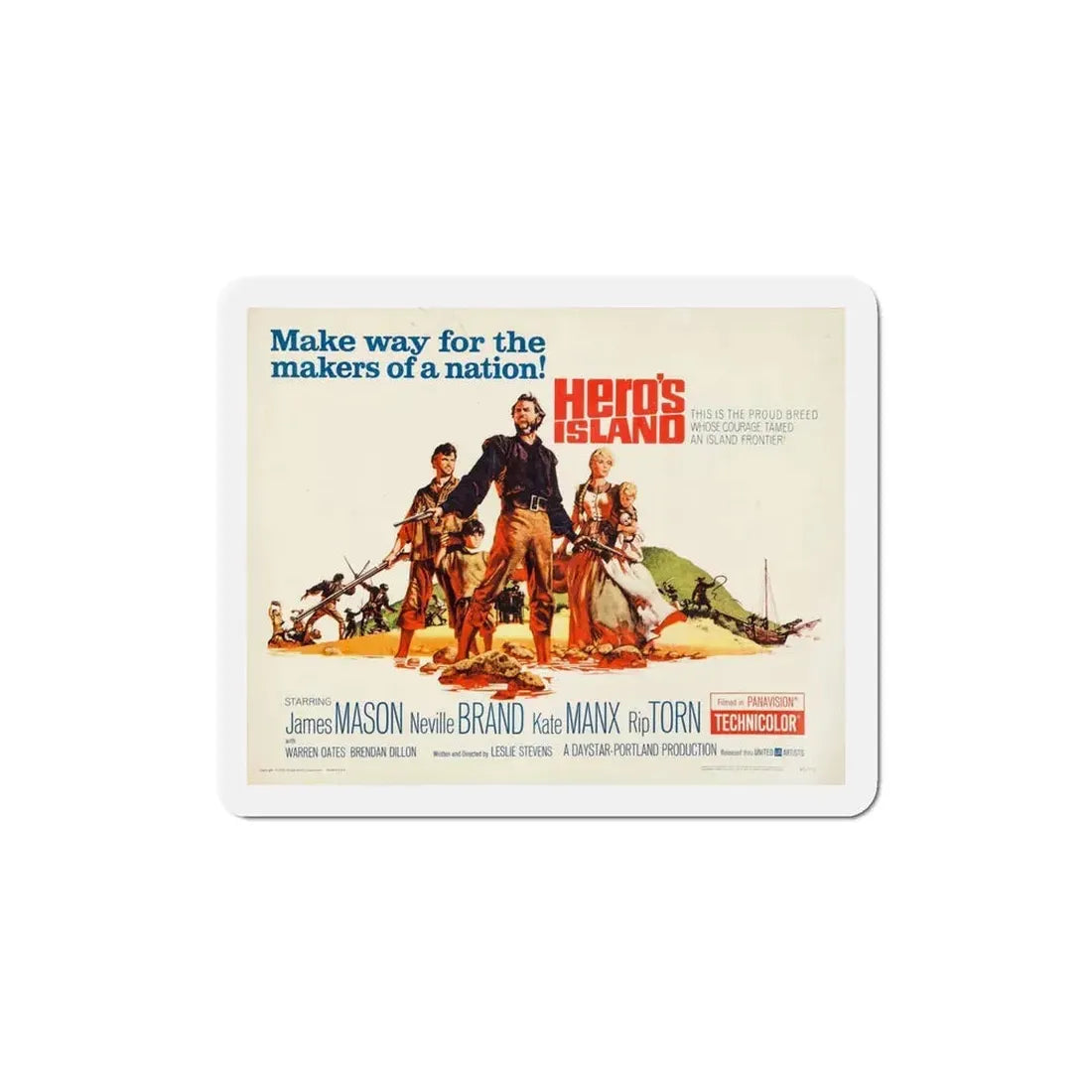 Hero's Island 1962 Movie Poster Refrigerator Magnet 4 Inch - The Sticker Space