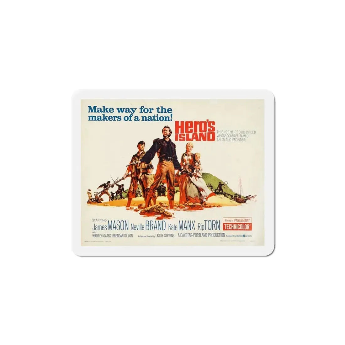 Hero's Island 1962 Movie Poster Refrigerator Magnet 6 Inch - The Sticker Space