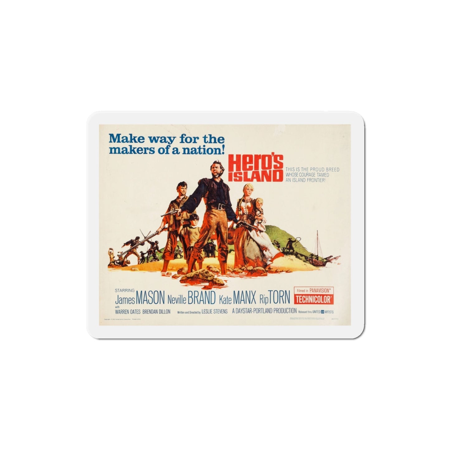 Hero's Island 1962 Movie Poster Die-Cut Magnet-3 Inch-The Sticker Space