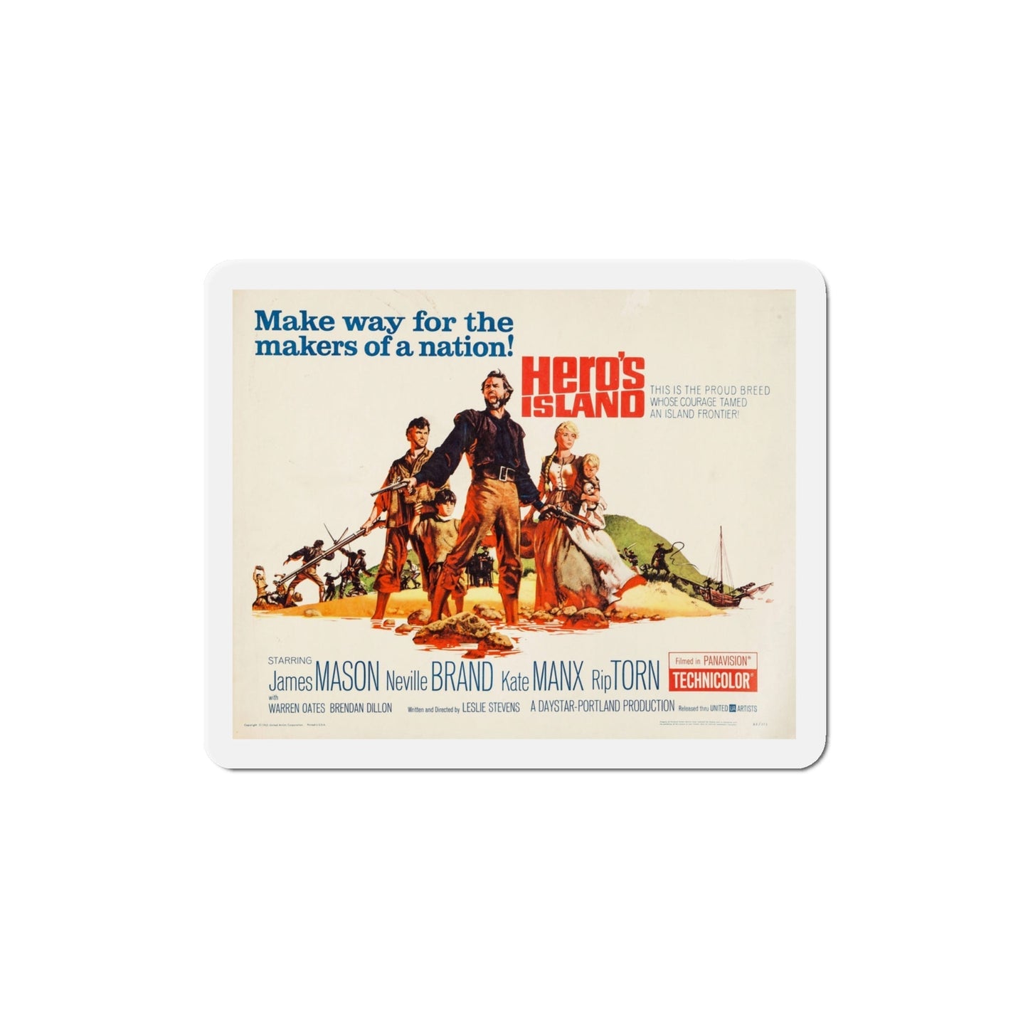 Hero's Island 1962 Movie Poster Die-Cut Magnet-4 Inch-The Sticker Space