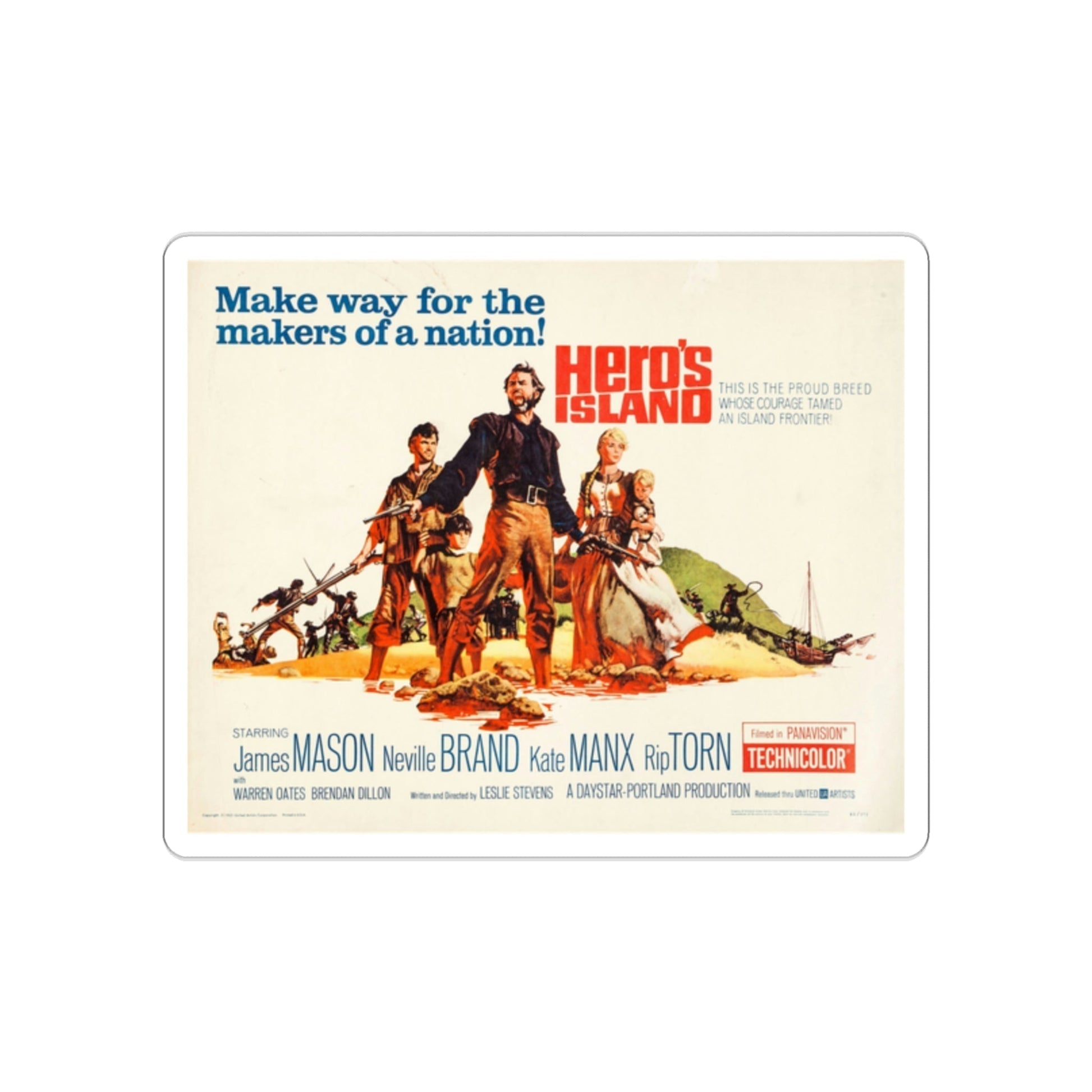 Hero's Island 1962 Movie Poster STICKER Vinyl Die-Cut Decal-2 Inch-The Sticker Space