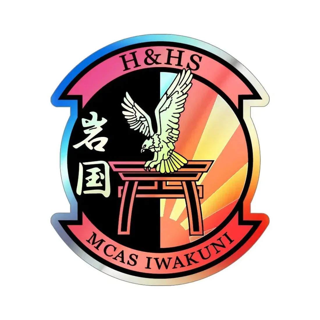 H&HS MCAS Iwakuni (USMC) Holographic STICKER Die-Cut Vinyl Decal 5 Inch Holographic - The Sticker Space