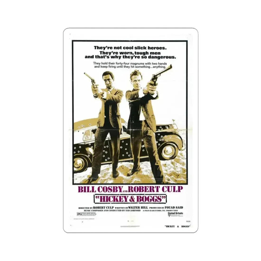 Hickey & Boggs 1972 Movie Poster - STICKER Vinyl Kiss-Cut Decal 3 Inch White - The Sticker Space