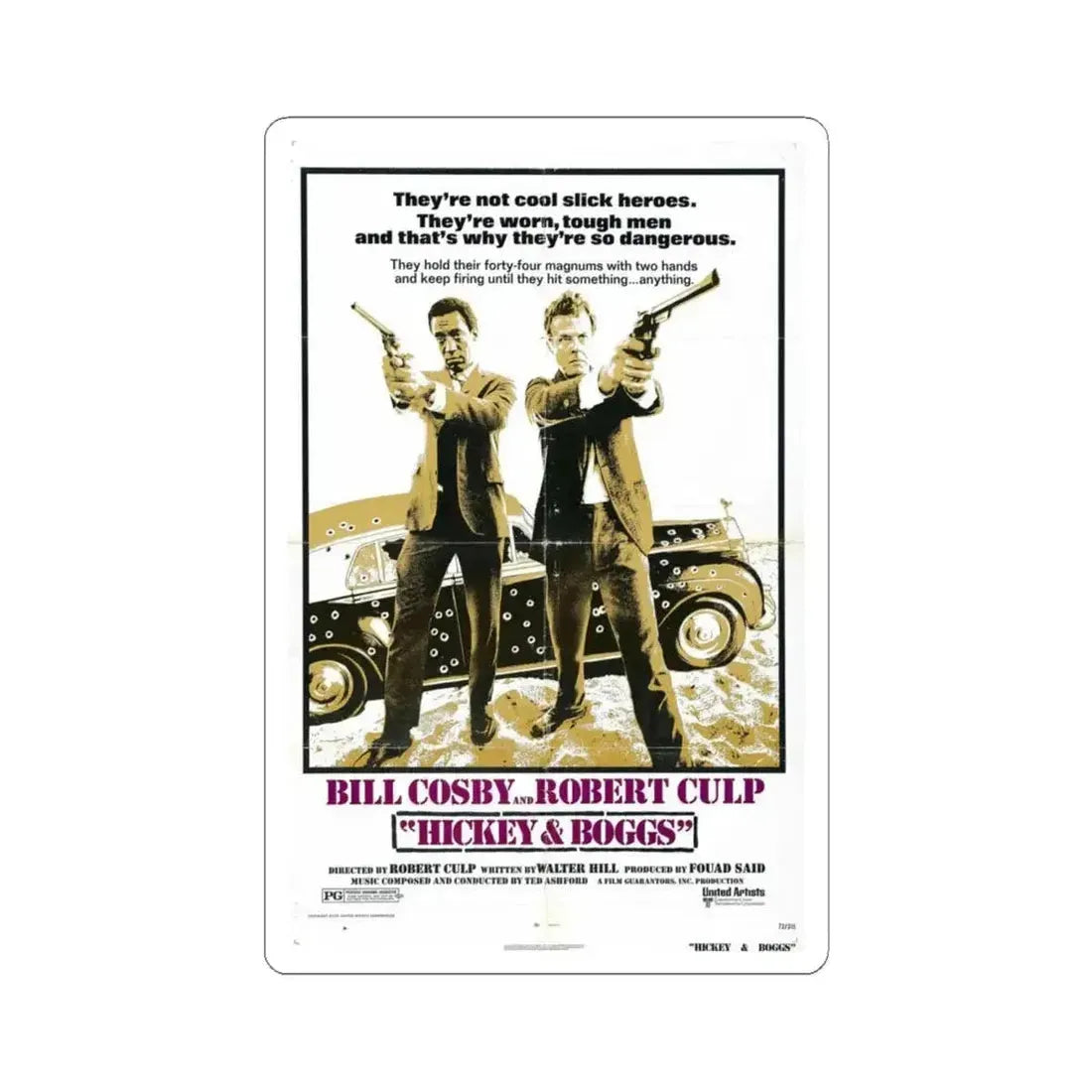 Hickey & Boggs 1972 Movie Poster - STICKER Vinyl Kiss-Cut Decal 6 Inch White - The Sticker Space