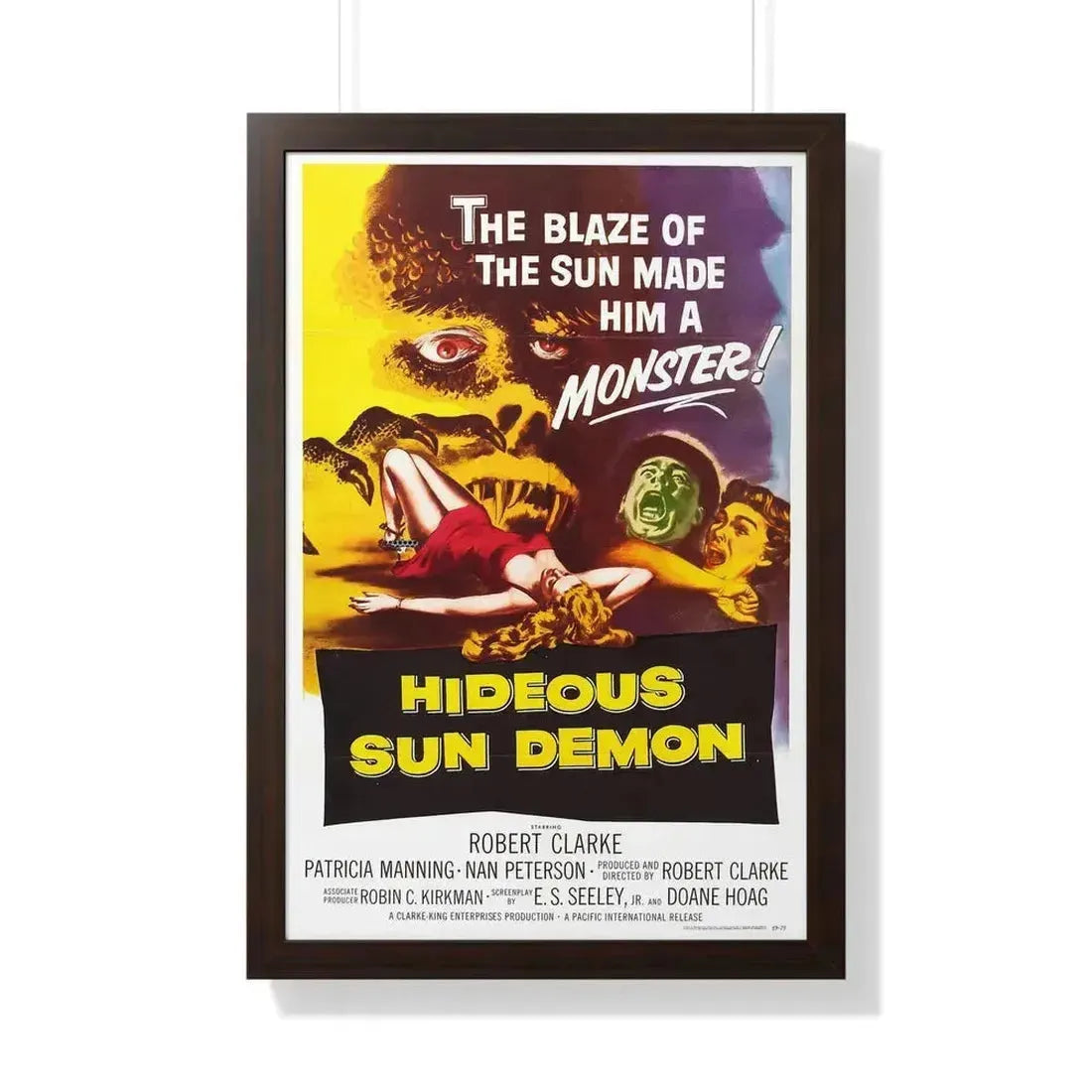HIDEOUS SUN DEMON 1958 - Framed Movie Poster 20" x 30" Walnut - The Sticker Space