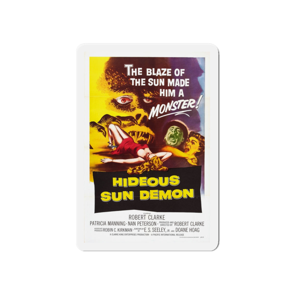 HIDEOUS SUN DEMON 1958 Movie Poster - Die-Cut Magnet-6 × 6"-The Sticker Space