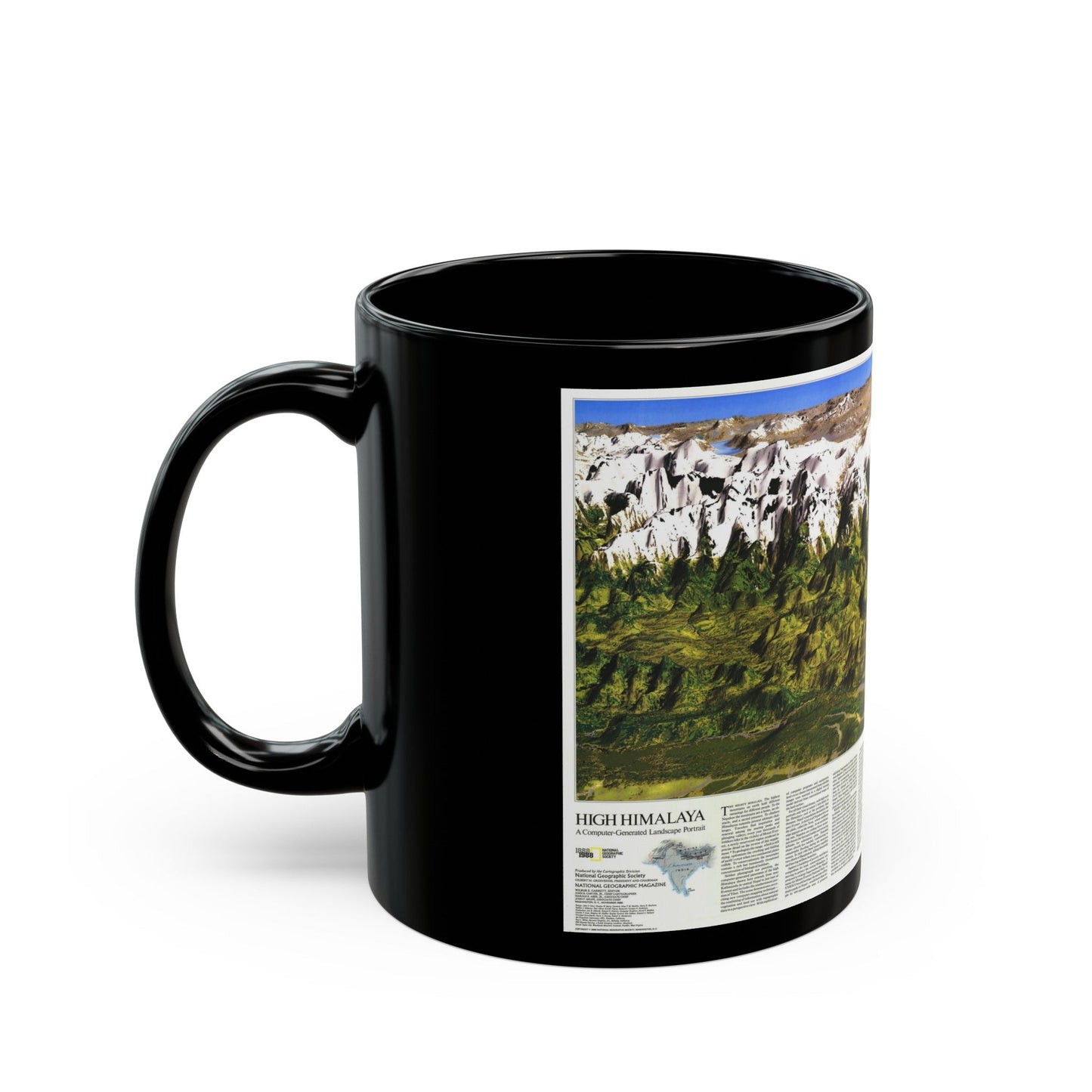 High Himalaya (1988) (Map) Black Coffee Mug-The Sticker Space