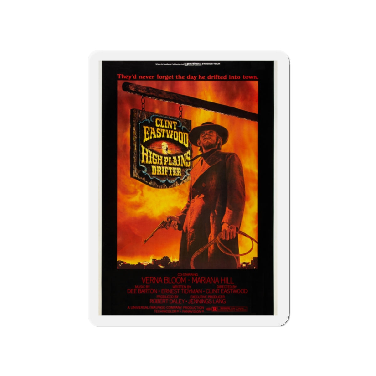 HIGH PLAINS DRIFTER 1973 Movie Poster - Die-Cut Magnet-2" x 2"-The Sticker Space