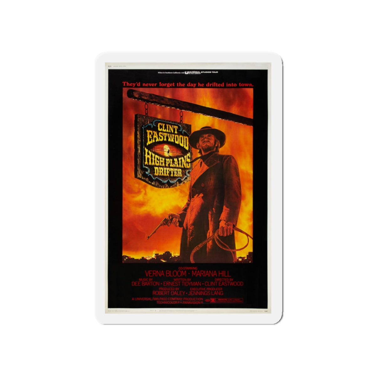 HIGH PLAINS DRIFTER 1973 Movie Poster - Die-Cut Magnet-4" x 4"-The Sticker Space