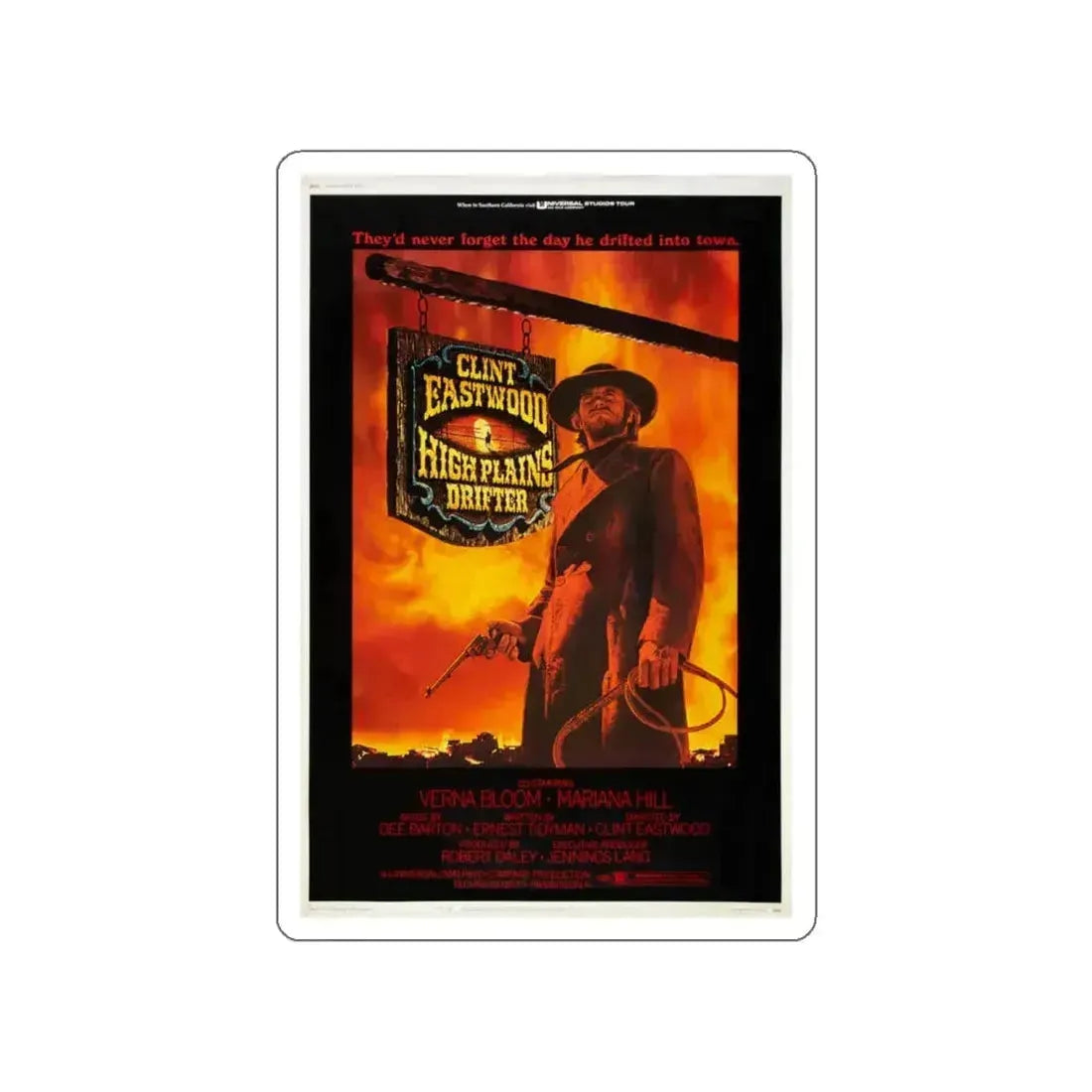 HIGH PLAINS DRIFTER 1973 Movie Poster STICKER Vinyl Die-Cut Decal 6 Inch - The Sticker Space