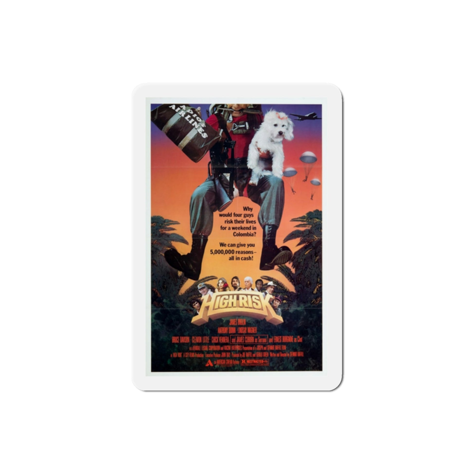 High Risk 1981 Movie Poster Die-Cut Magnet-2" x 2"-The Sticker Space