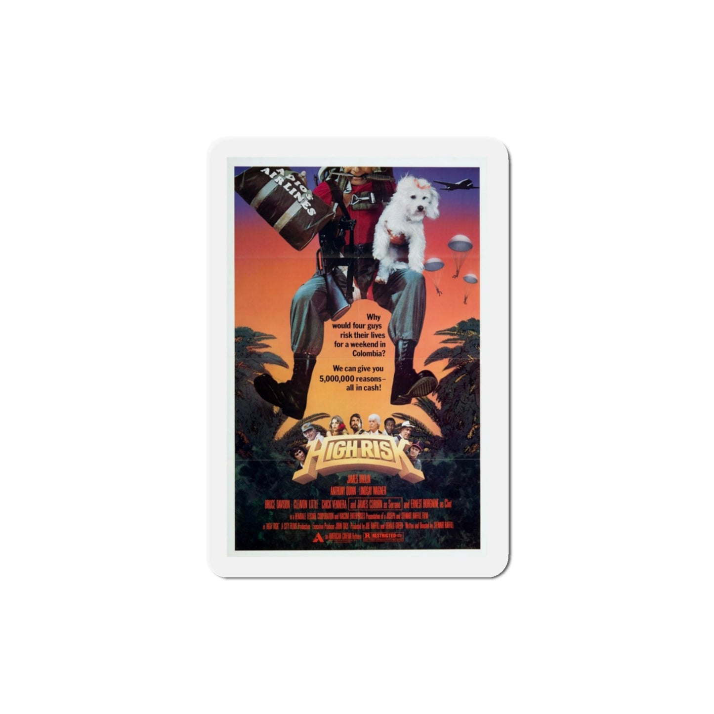 High Risk 1981 Movie Poster Die-Cut Magnet-3" x 3"-The Sticker Space