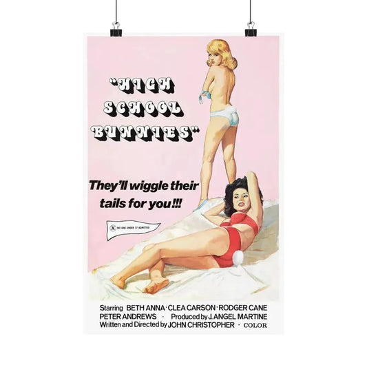 HIGH SCHOOL BUNNIES 1978 - Paper Movie Poster 12″ x 18″ Matte - The Sticker Space