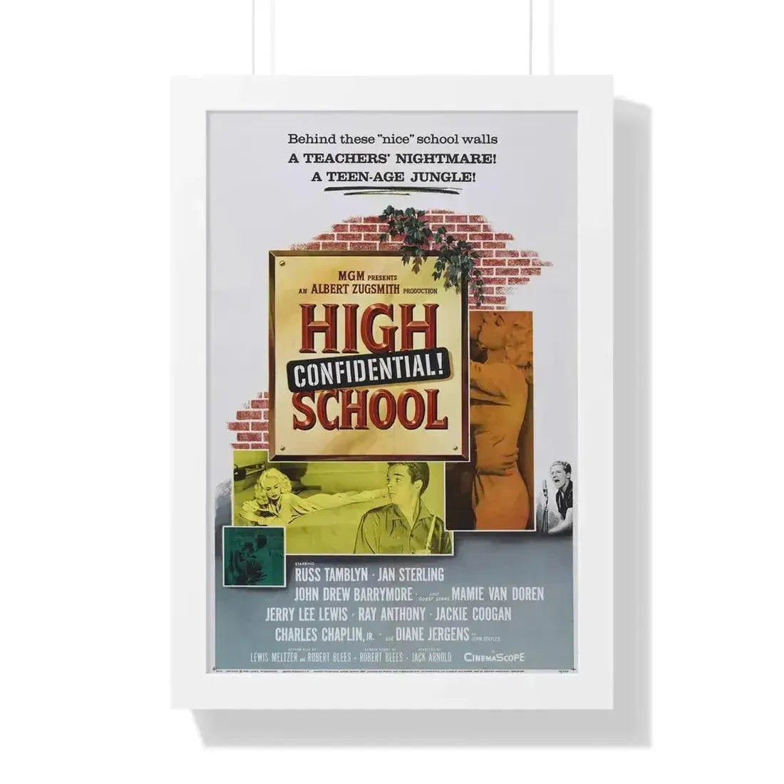 HIGH SCHOOL CONFIDENTIAL 1958 - Framed Movie Poster 16″ x 24″ White - The Sticker Space