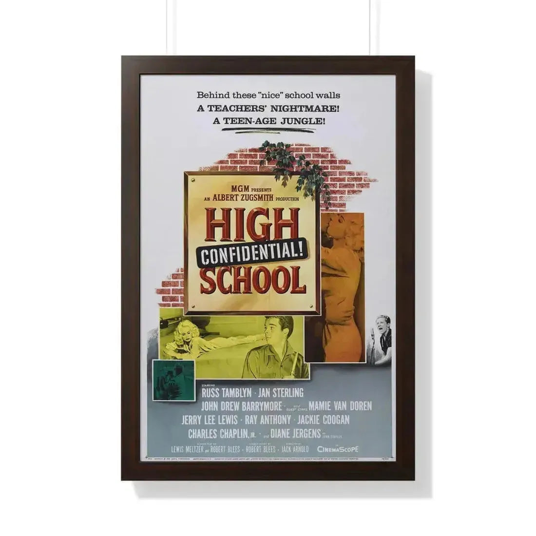 HIGH SCHOOL CONFIDENTIAL 1958 - Framed Movie Poster 20" x 30" Walnut - The Sticker Space
