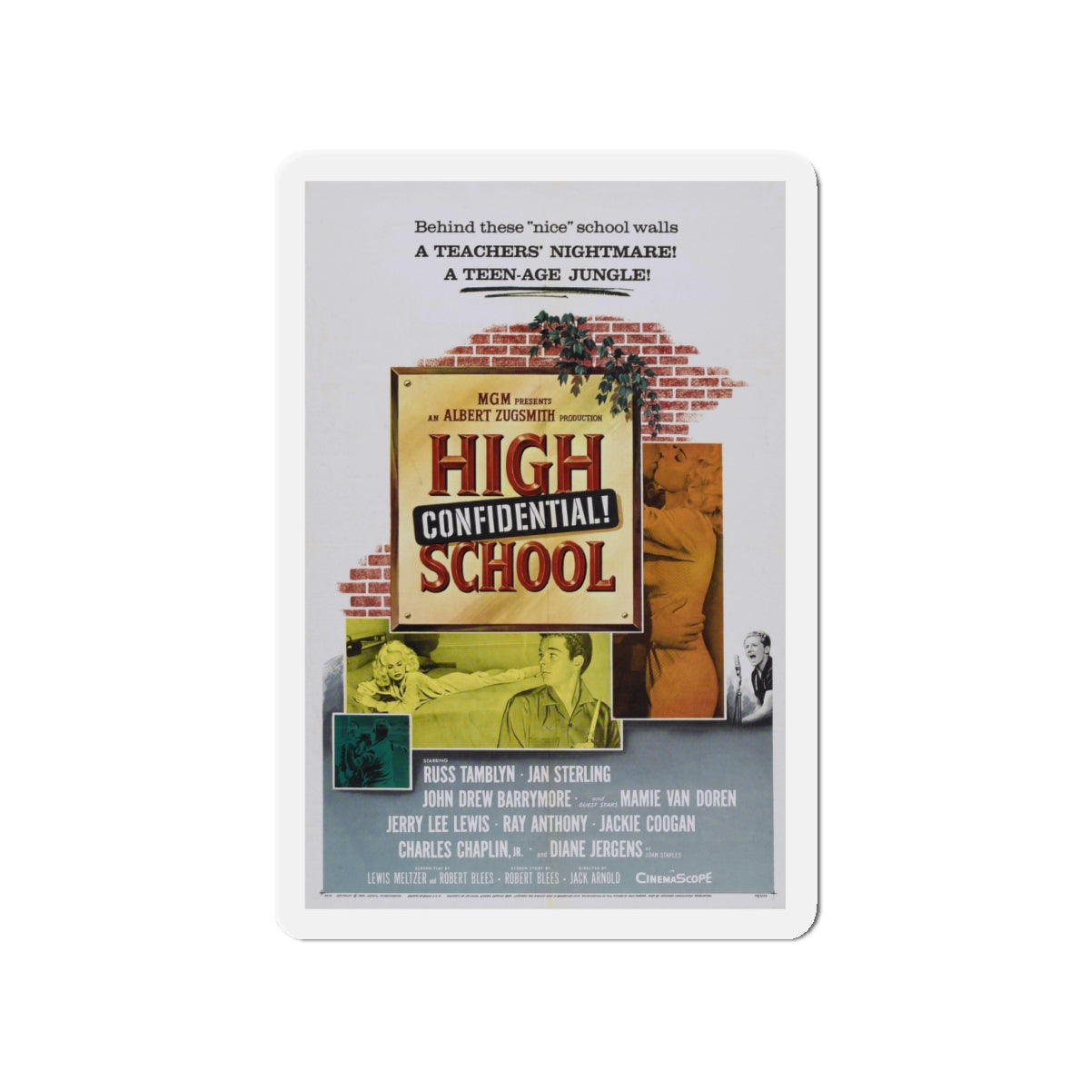 HIGH SCHOOL CONFIDENTIAL 1958 Movie Poster - Die-Cut Magnet-4" x 4"-The Sticker Space