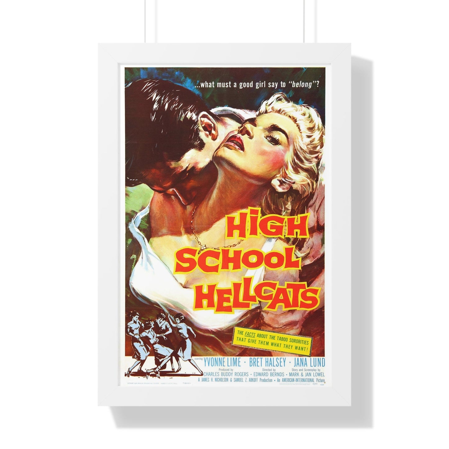 HIGH SCHOOL HELLCATS 1958 - Framed Movie Poster-16″ x 24″-The Sticker Space