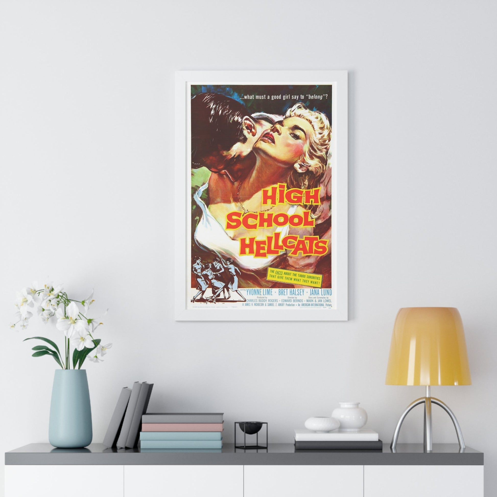 HIGH SCHOOL HELLCATS 1958 - Framed Movie Poster-The Sticker Space