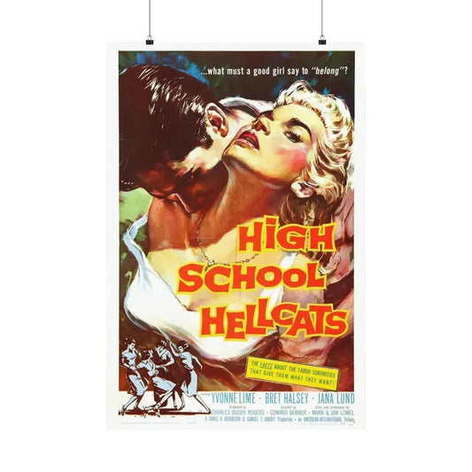HIGH SCHOOL HELLCATS 1958 - Paper Movie Poster 24″ x 36″ Matte - The Sticker Space