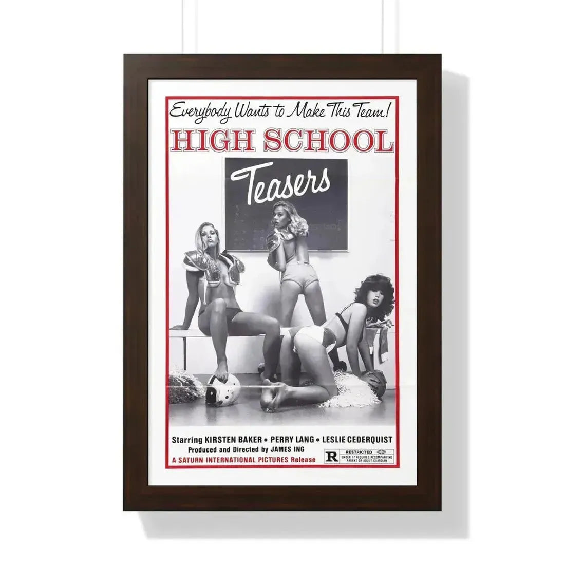 HIGH SCHOOL TEASERS 1978 - Framed Movie Poster 16″ x 24″ Walnut - The Sticker Space