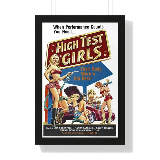 HIGH TEST GIRLS 1980 - Framed Movie Poster 16″ x 24″ Black - The Sticker Space
