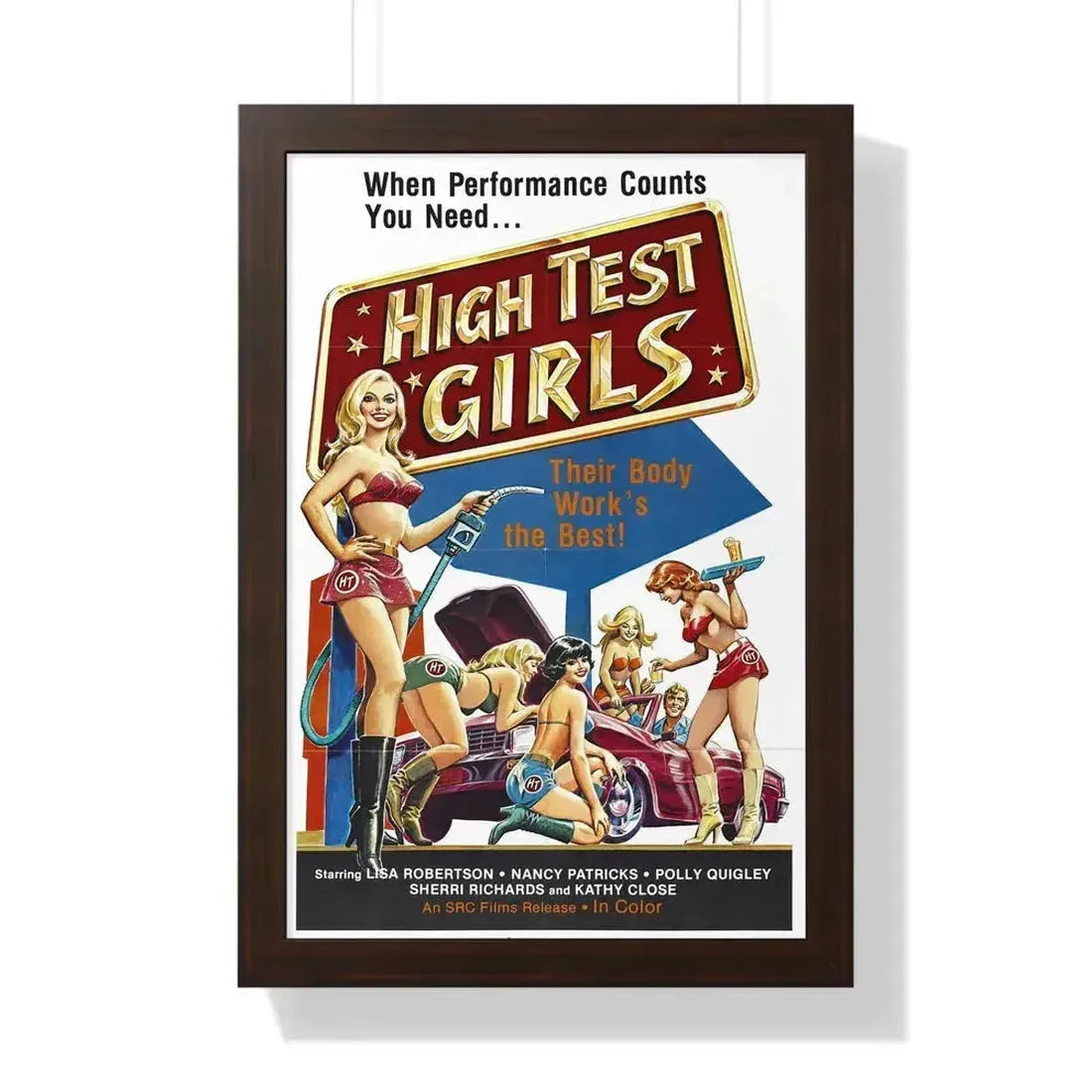 HIGH TEST GIRLS 1980 - Framed Movie Poster 16″ x 24″ Walnut - The Sticker Space