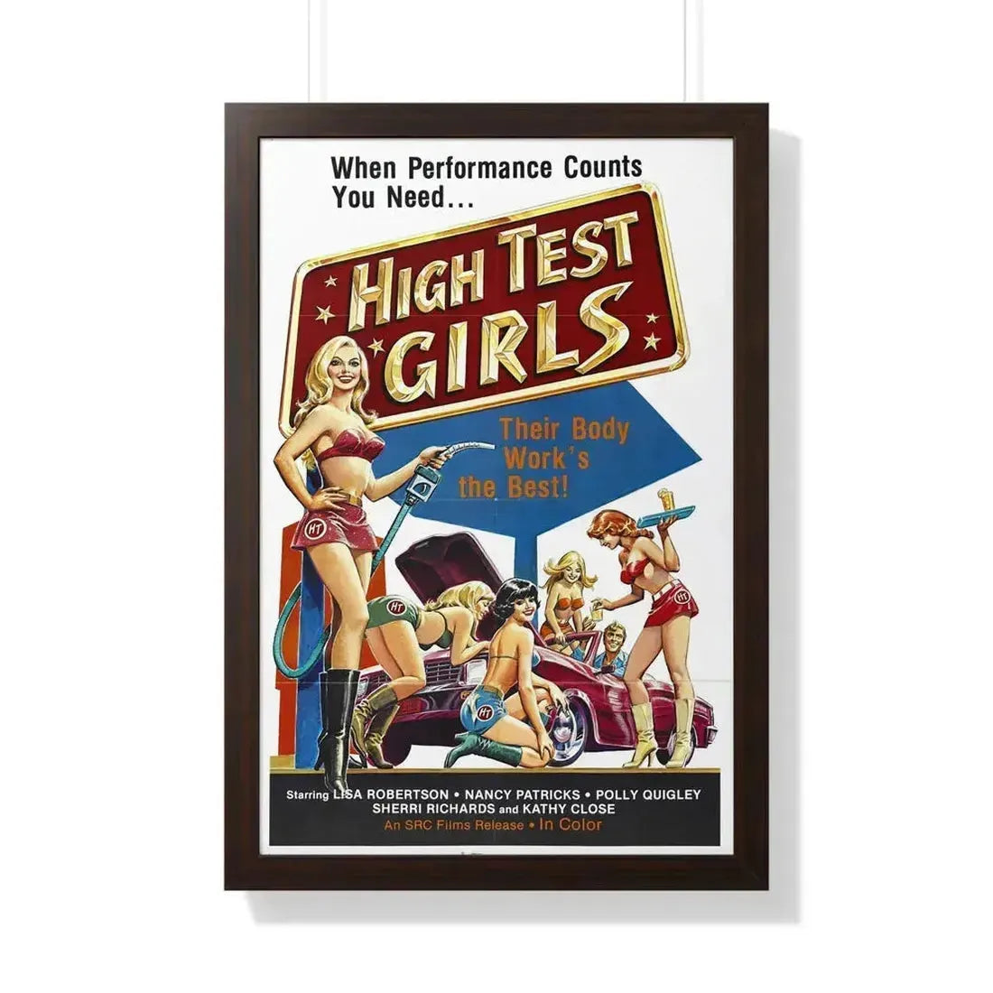 HIGH TEST GIRLS 1980 - Framed Movie Poster 20" x 30" Walnut - The Sticker Space