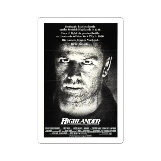 Highlander 1986 Movie Poster - STICKER Vinyl Kiss-Cut Decal 2 Inch White - The Sticker Space