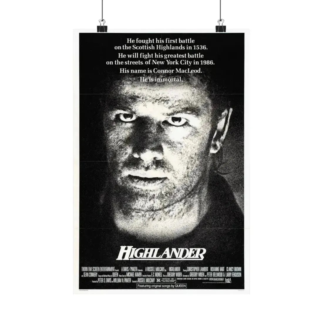 HIGHLANDER 1986 - Paper Movie Poster 12″ x 18″ Matte - The Sticker Space