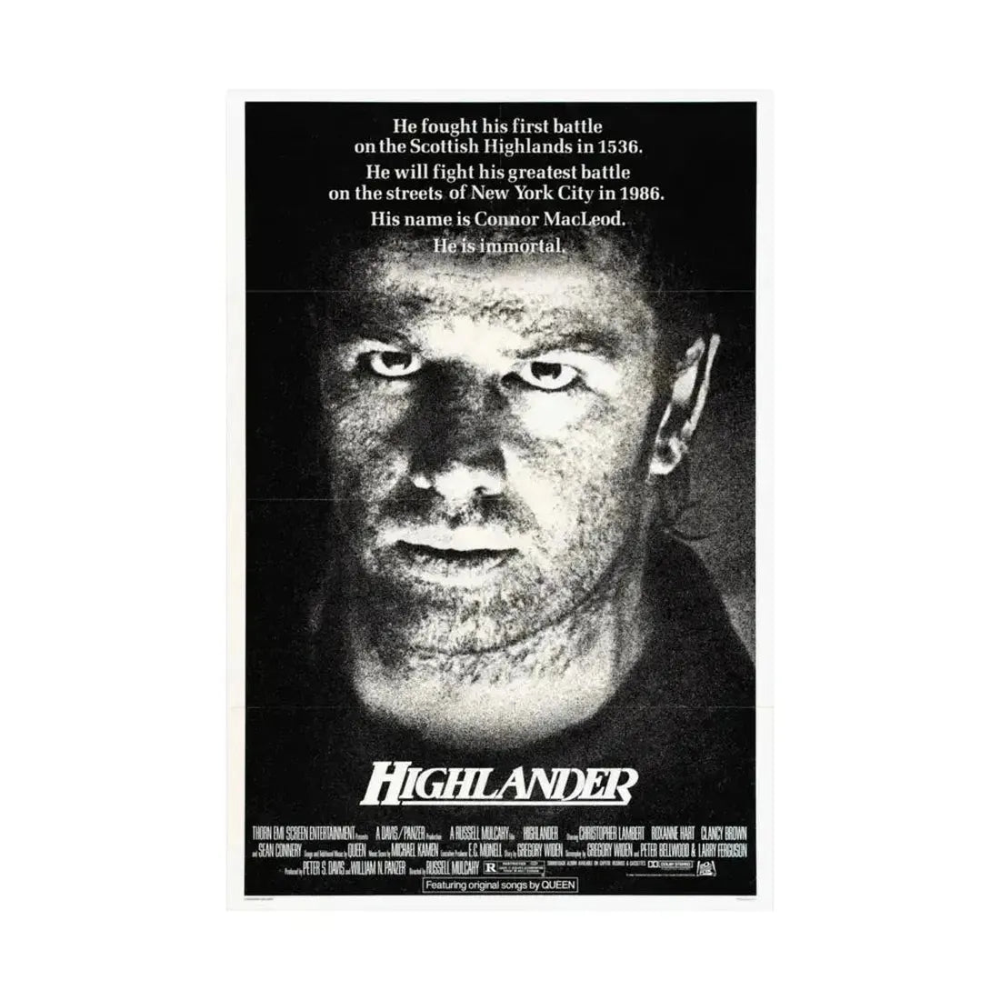 HIGHLANDER 1986 - Paper Movie Poster - The Sticker Space