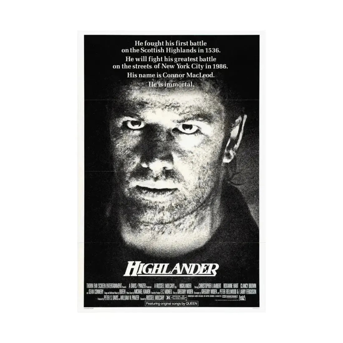 HIGHLANDER 1986 - Paper Movie Poster - The Sticker Space