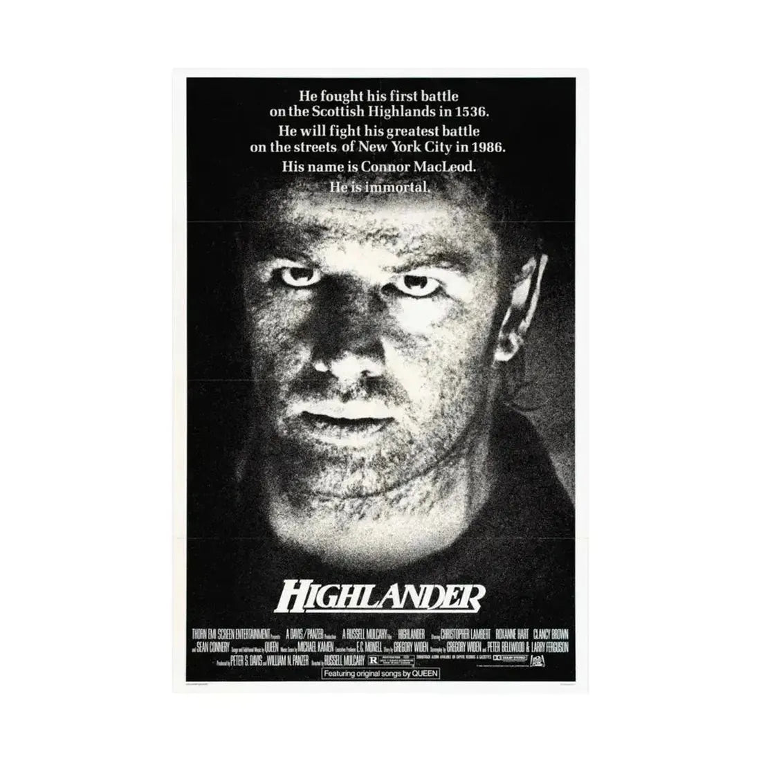 HIGHLANDER 1986 - Paper Movie Poster - The Sticker Space