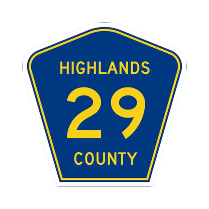 Highlands County 29 (Florida) (Road Sign) STICKER Vinyl Kiss-Cut Decal 2 Inch White - The Sticker Space