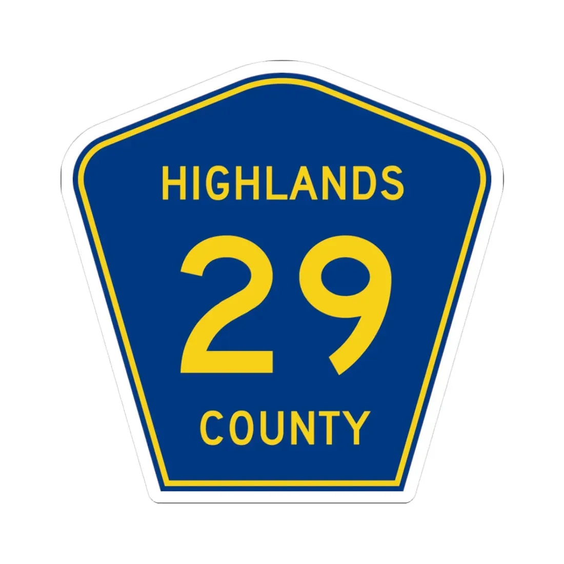 Highlands County 29 (Florida) (Road Sign) STICKER Vinyl Kiss-Cut Decal 3 Inch White - The Sticker Space