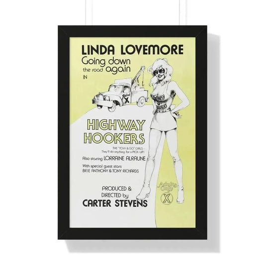 HIGHWAY HOOKERS 1975 - Framed Movie Poster 16″ x 24″ Black - The Sticker Space