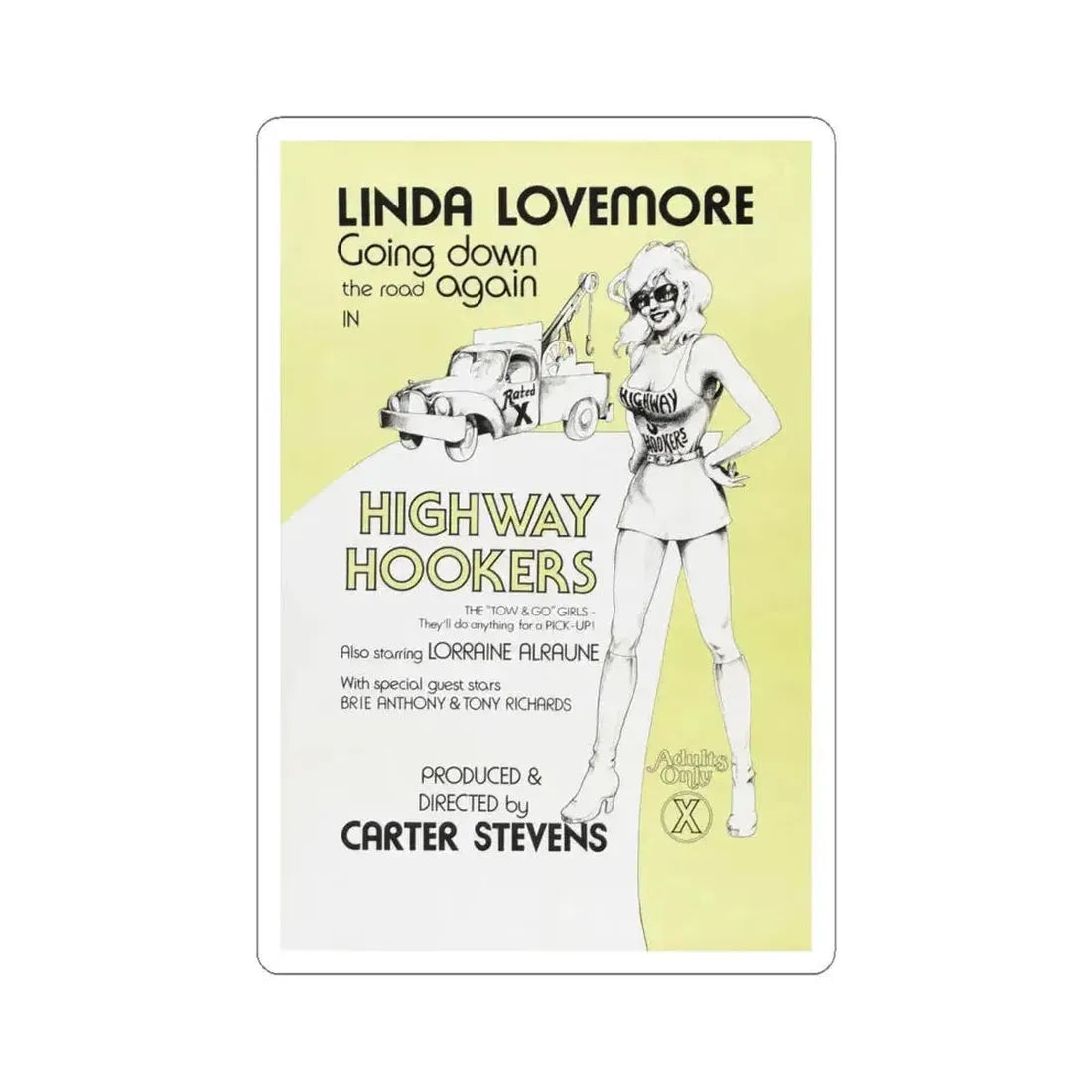 HIGHWAY HOOKERS 1975 Movie Poster - STICKER Vinyl Kiss-Cut Decal 6 Inch White - The Sticker Space