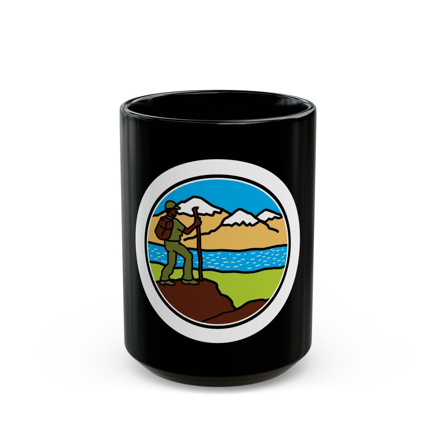 Hiking (Boy Scout Merit Badge) Black Coffee Mug-15oz-The Sticker Space