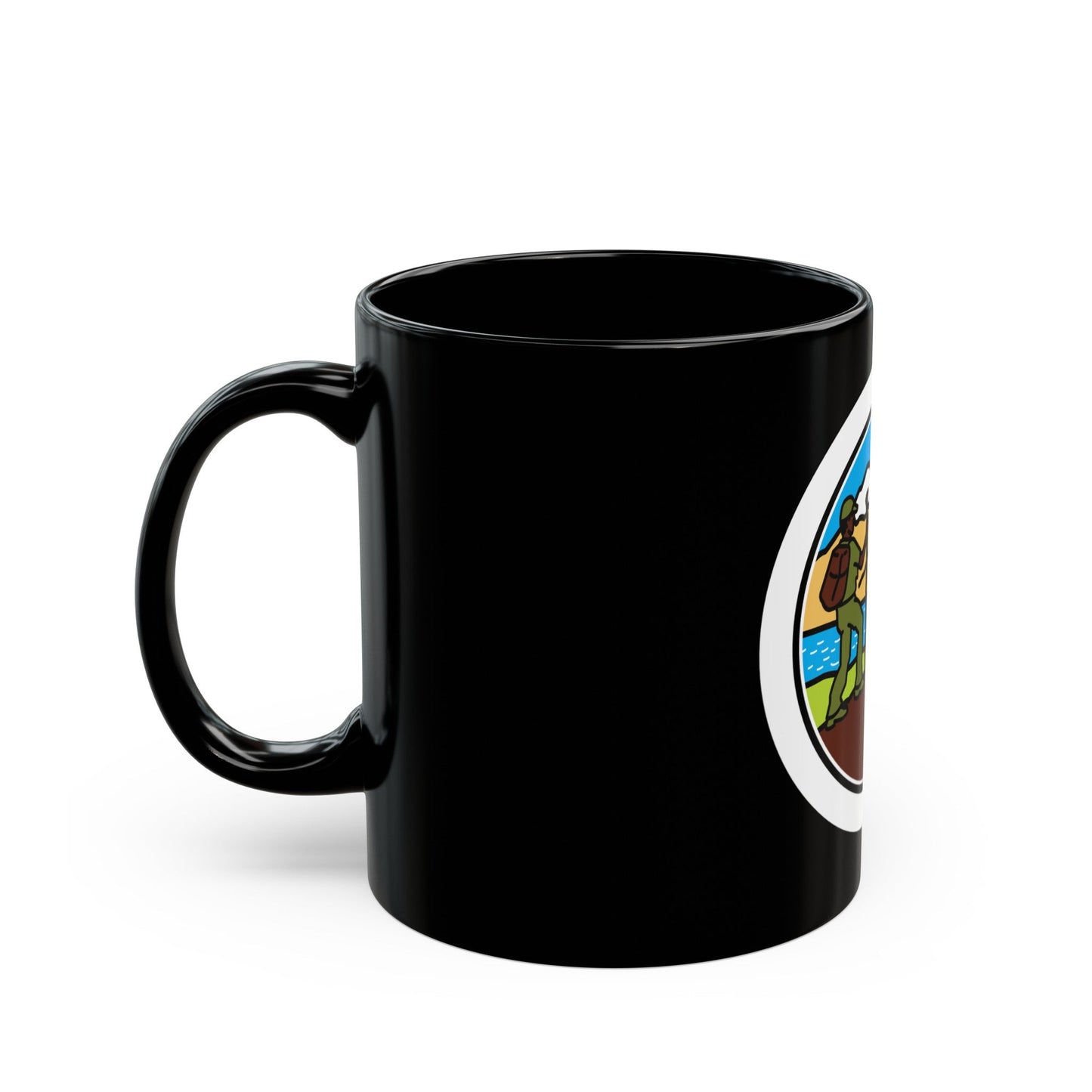 Hiking (Boy Scout Merit Badge) Black Coffee Mug-The Sticker Space