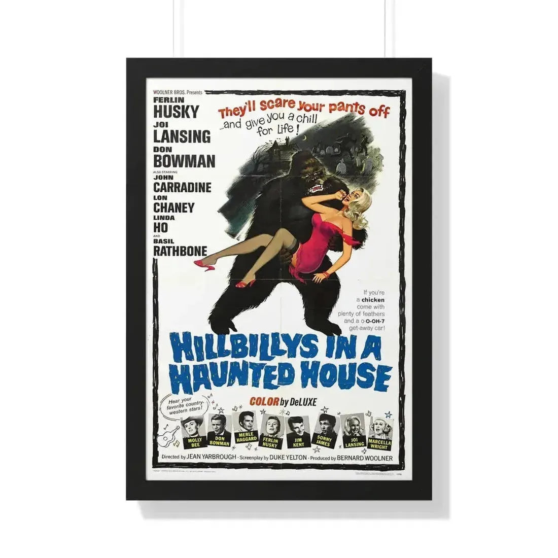 HILLBILLYS IN A HAUNTED HOUSE 1967 - Framed Movie Poster 20" x 30" Black - The Sticker Space