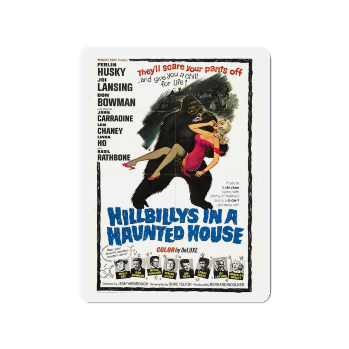 HILLBILLYS IN A HAUNTED HOUSE 1967 Movie Poster - Die-Cut Magnet-2" x 2"-The Sticker Space