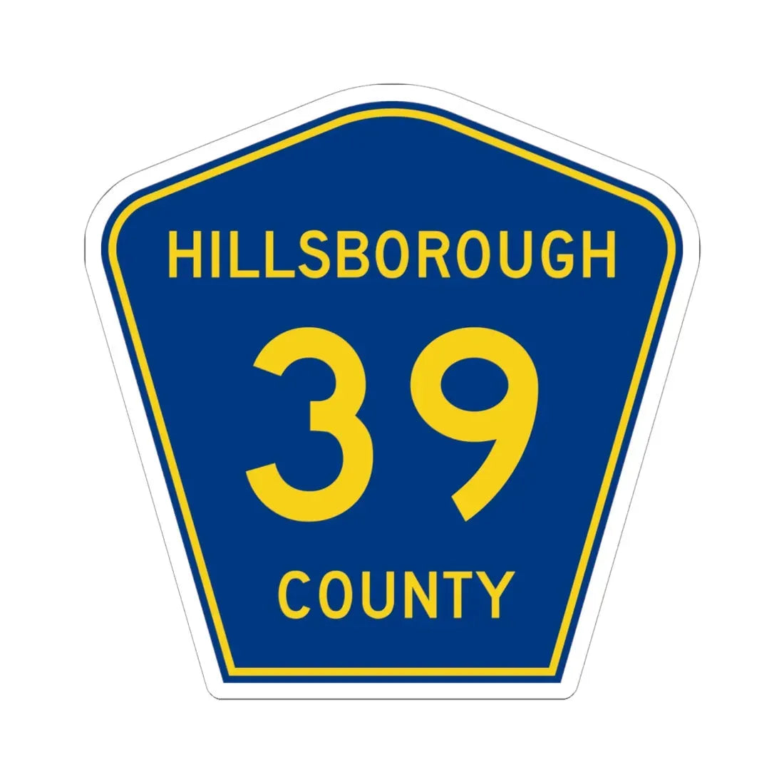 Hillsborough County 39 (Florida) (Road Sign) STICKER Vinyl Kiss-Cut Decal 6 Inch White - The Sticker Space
