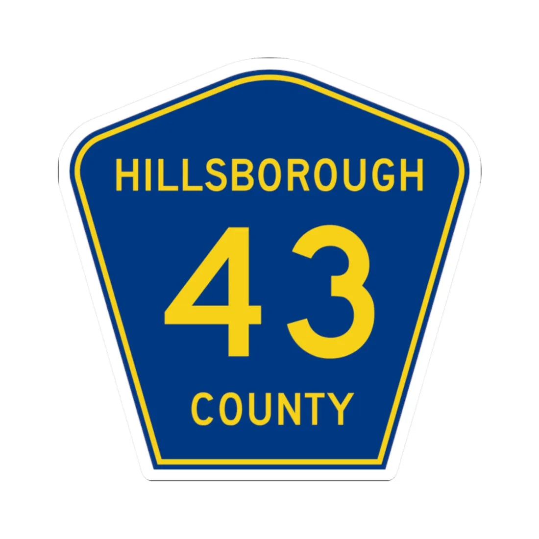 Hillsborough County 43 (Florida) (Road Sign) STICKER Vinyl Kiss-Cut Decal 2 Inch White - The Sticker Space