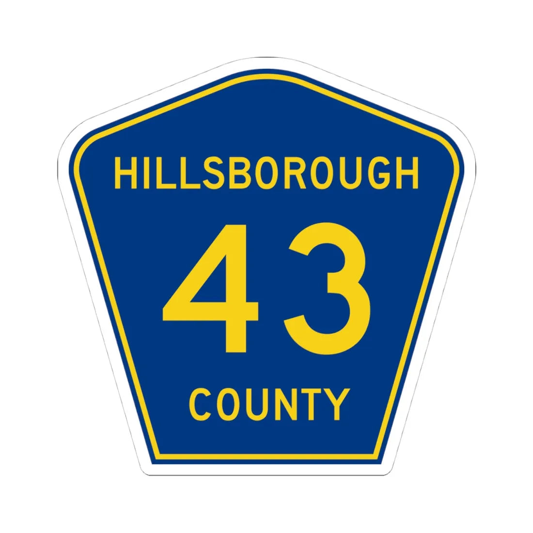 Hillsborough County 43 (Florida) (Road Sign) STICKER Vinyl Kiss-Cut Decal 4 Inch White - The Sticker Space