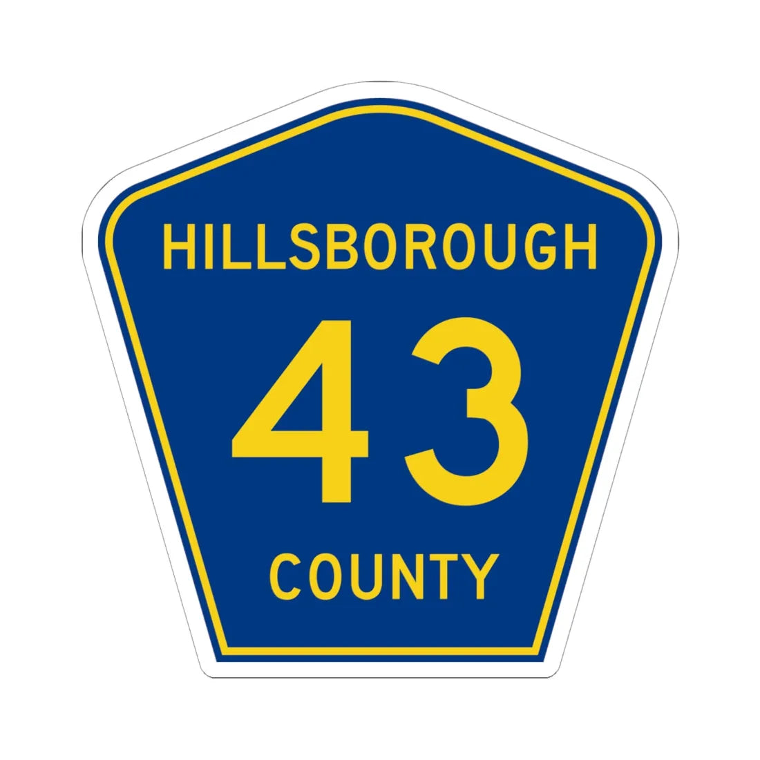 Hillsborough County 43 (Florida) (Road Sign) STICKER Vinyl Kiss-Cut Decal 6 Inch White - The Sticker Space