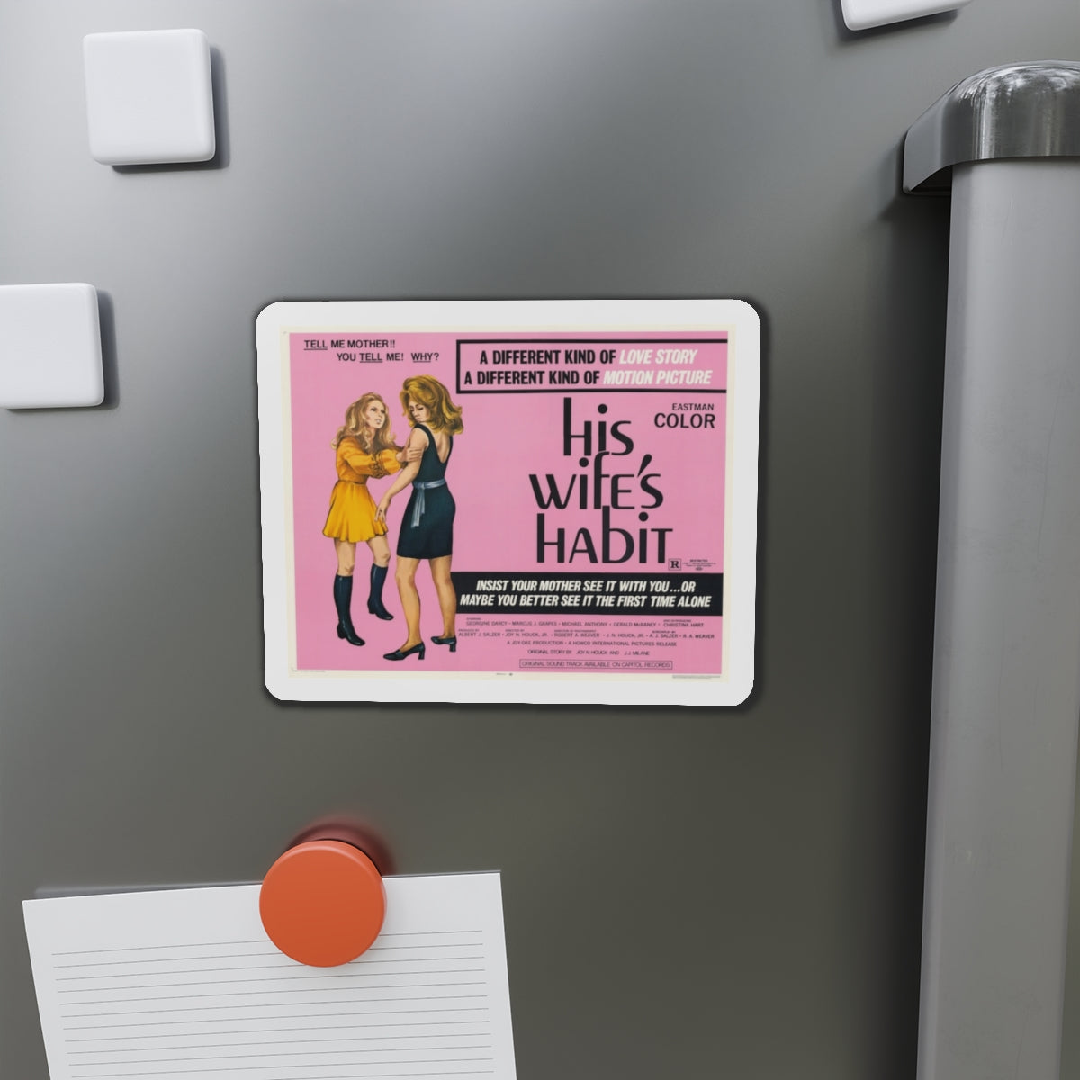 HIS WIFE'S HABIT (WOMEN AND BLOODY TERROR) 1970 Movie Poster - Die-Cut Magnet-The Sticker Space