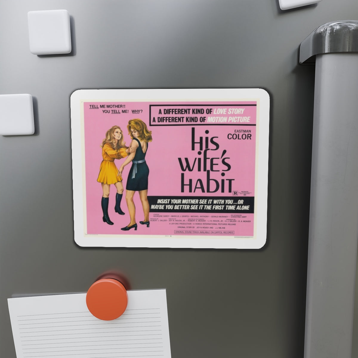 HIS WIFE'S HABIT (WOMEN AND BLOODY TERROR) 1970 Movie Poster - Die-Cut Magnet-The Sticker Space