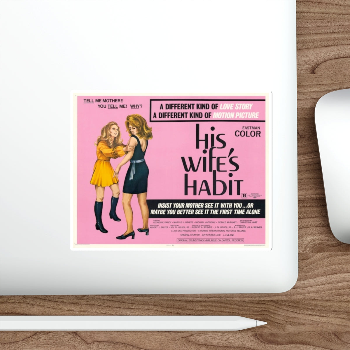 HIS WIFE'S HABIT (WOMEN AND BLOODY TERROR) 1970 Movie Poster STICKER Vinyl Die-Cut Decal-The Sticker Space